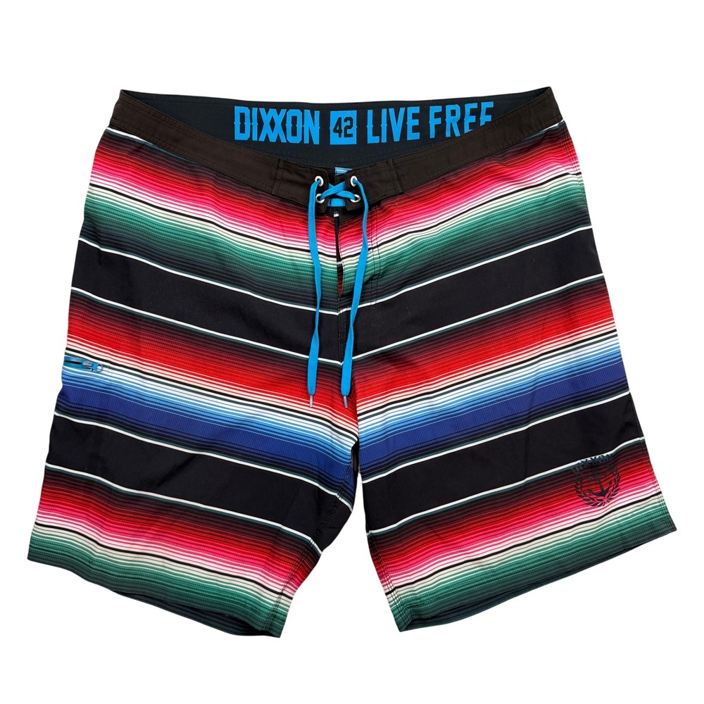 Dixxon Board Shorts Mens 42 Multicolor Serape Striped Lace Up Swim Trunks